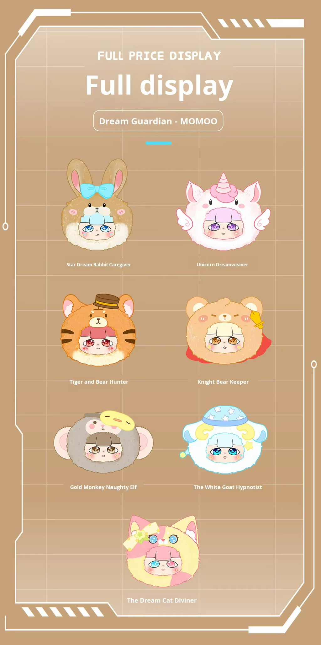 Momo AI Dream Fairy Tale Animal Theme Blind Box Polyester Doll Pendant Gift Toy with Color Box Packaging