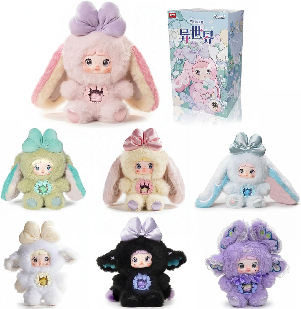 Nommi Blind Box Plush Figures, Cute Vinyl Blind Box Nommi Plush, Collectible Nommi Fantasy World Series, Kawaii Action Figure Mystery Box for Gifts