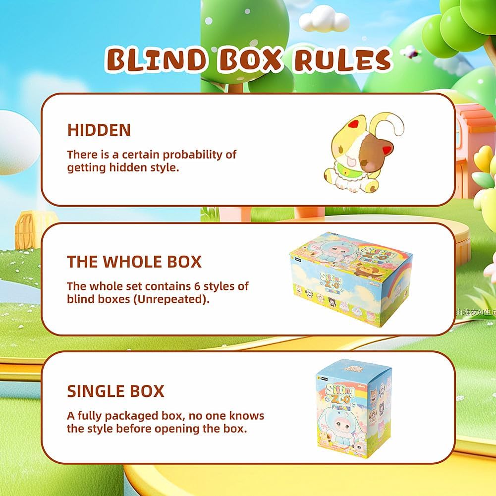 Nommi Plush Blind Box,Nommi Sitting Zoo Series Birthday Gifts 5 in