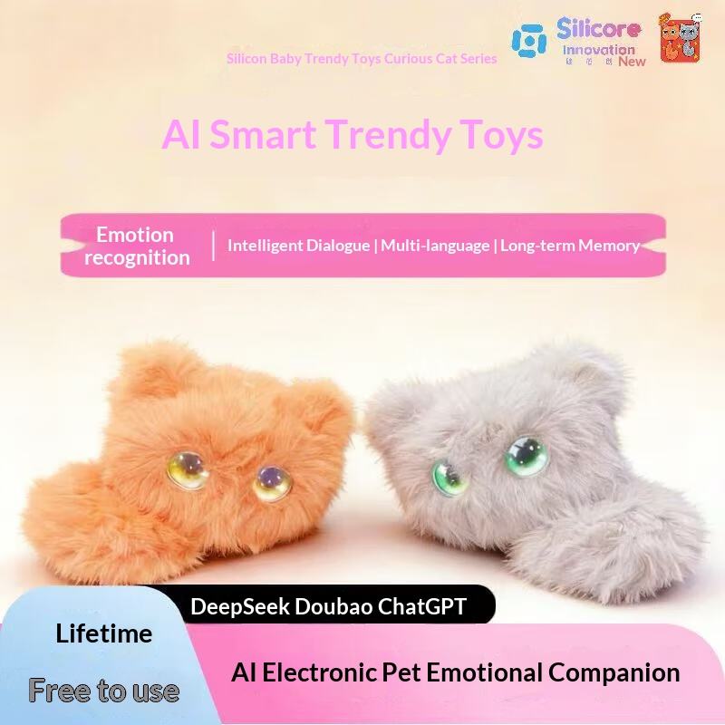 AI Curious Cat Smart Robot Voice-Activated Plush Toy & Electronic Pet Companion
