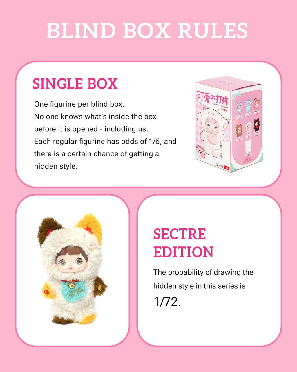 Nommi Blind box Loveliness Never Ends Doll for Collectors, Kawaii Vinyl Plush Doll with 3 Expressive Eye Changes, Collectible Figures for Holiday Birthday Gifts