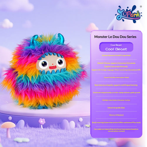 AI Interactive Plush Monster Toy LED Eyes ChatGPT Voice Multilingual Emotional Memory Educational Companion Kids Wi-Fi