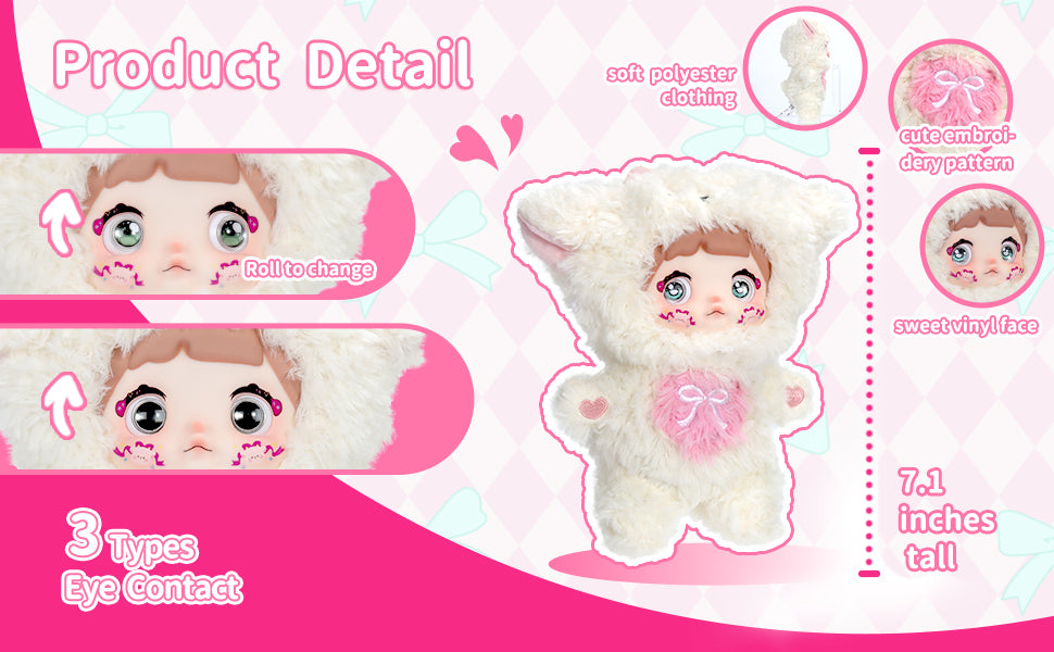 Nommi Blind box Loveliness Never Ends Doll for Collectors, Kawaii Vinyl Plush Doll with 3 Expressive Eye Changes, Collectible Figures for Holiday Birthday Gifts