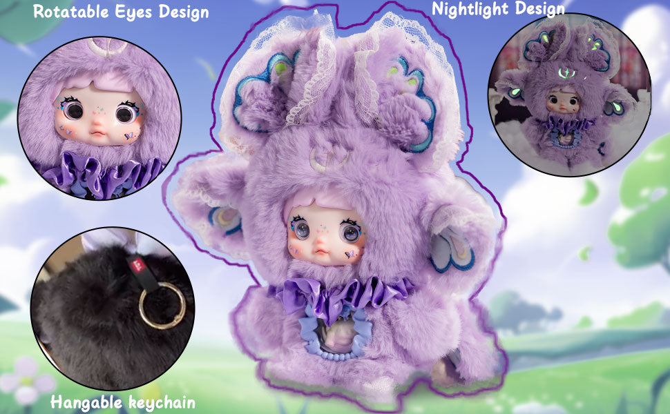Nommi Blind Box Plush Figures, Cute Vinyl Blind Box Nommi Plush, Collectible Nommi Fantasy World Series, Kawaii Action Figure Mystery Box for Gifts
