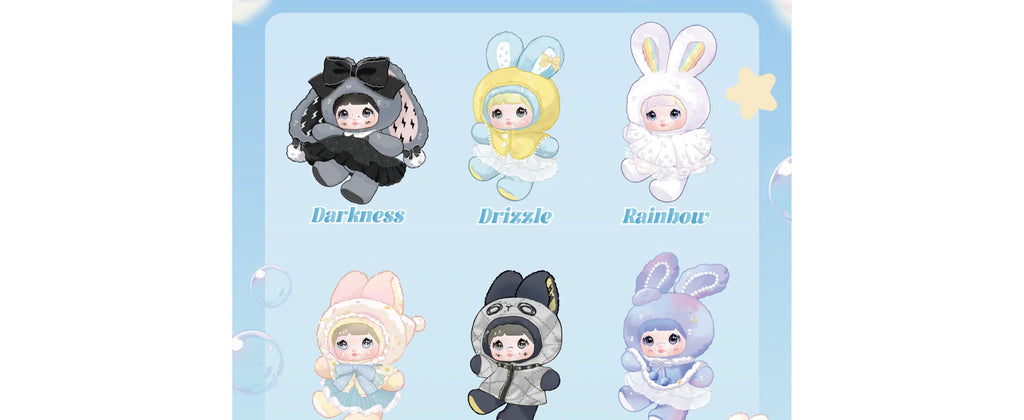 Kawaii Nommi Weather Forecast Series Stuffed Blind Box Keychain, Kawaii Mystery Vinyl Plush Toys Collectible for Birthday Gift