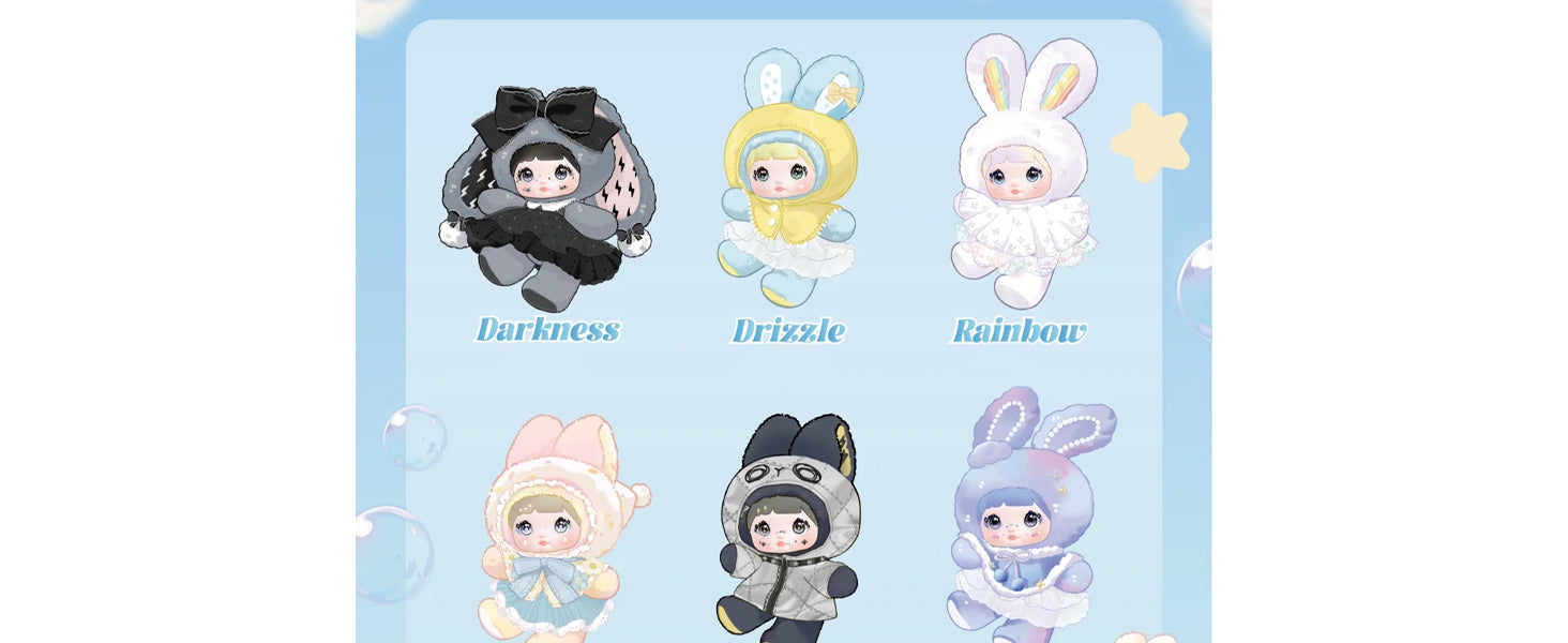 Kawaii Nommi Weather Forecast Series Stuffed Blind Box Keychain, Kawaii Mystery Vinyl Plush Toys Collectible for Birthday Gift