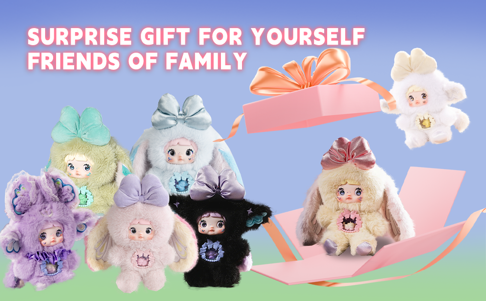 Nommi Blind Box Plush Figures, Cute Vinyl Blind Box Nommi Plush, Collectible Nommi Fantasy World Series, Kawaii Action Figure Mystery Box for Gifts